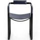 Armchair, smoked black steel colour and navy blue seat, contemporary style.