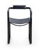 Armchair, in smoked black steel and navy blue leather, contemporary style.