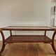 Table basse cannage vintage plateau verre