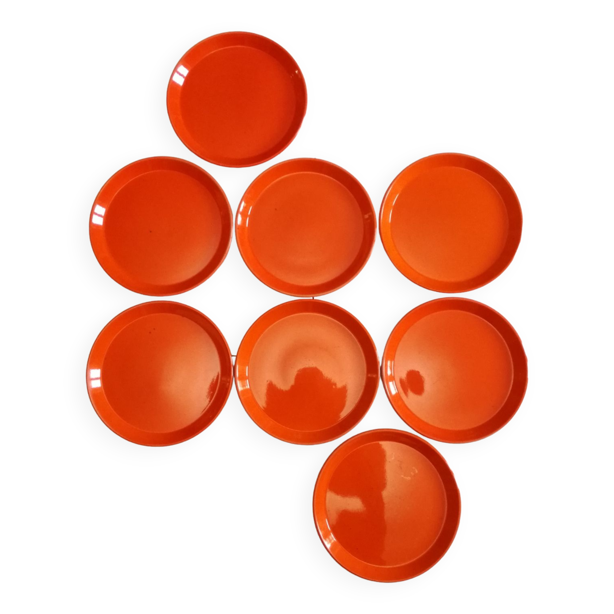 Orange mbfa Pornic 1970 plates, set of 8