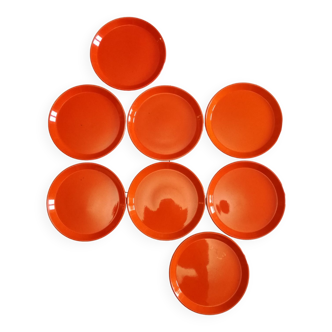 Orange mbfa Pornic 1970 plates, set of 8