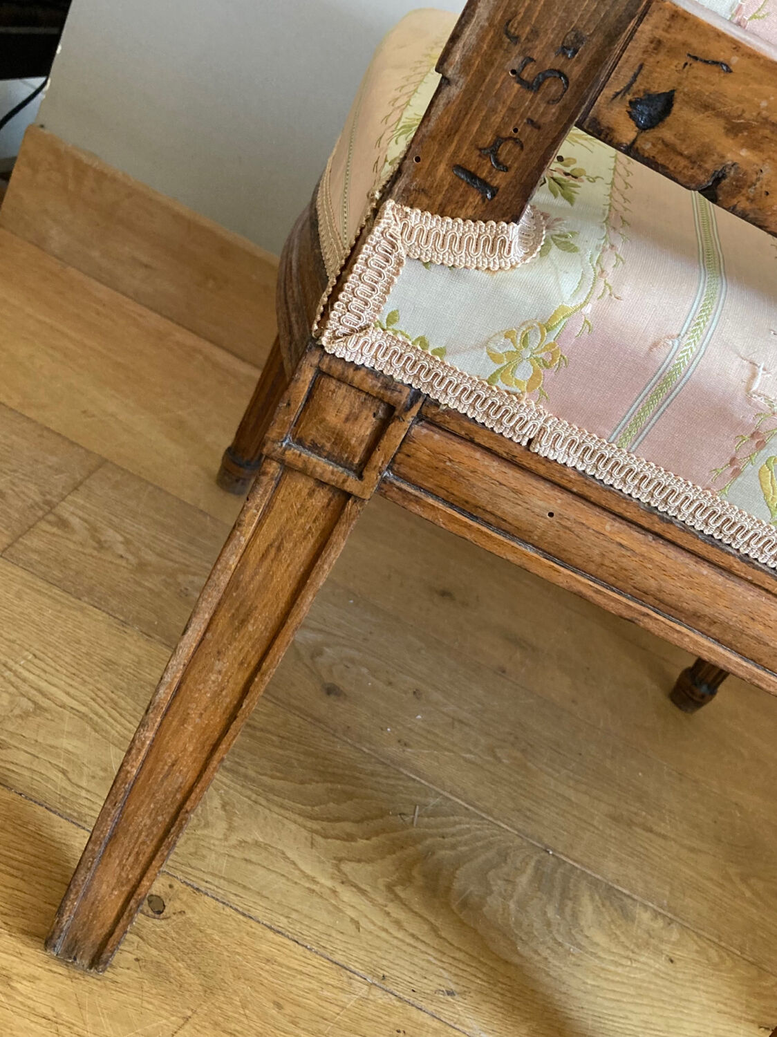 Low chair Louis XVI cherry pegged early nineteenth era