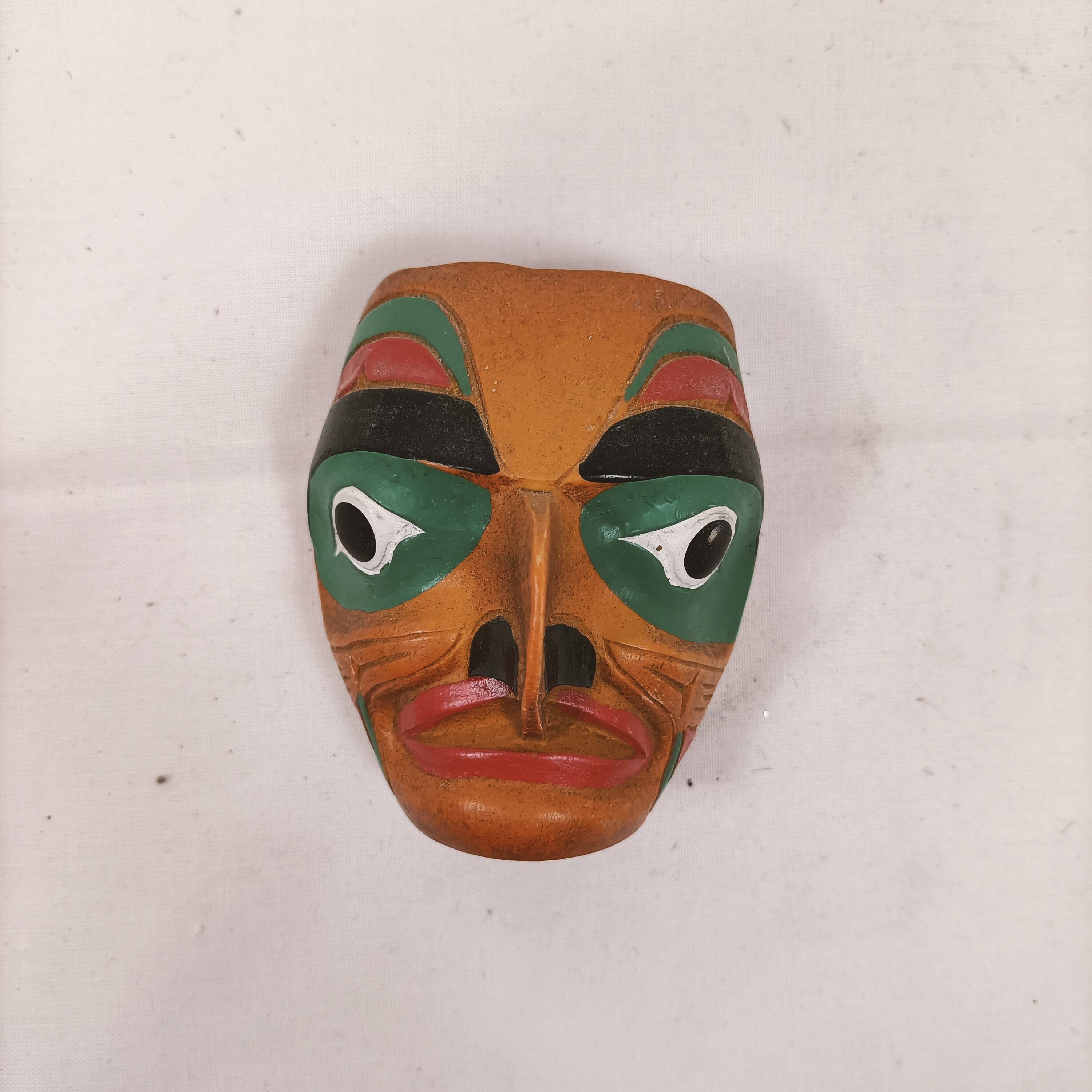 Multicolored Native American wooden mask wall decoration