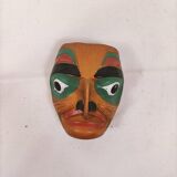 Décoration murale masque amérindien multicolore en bois