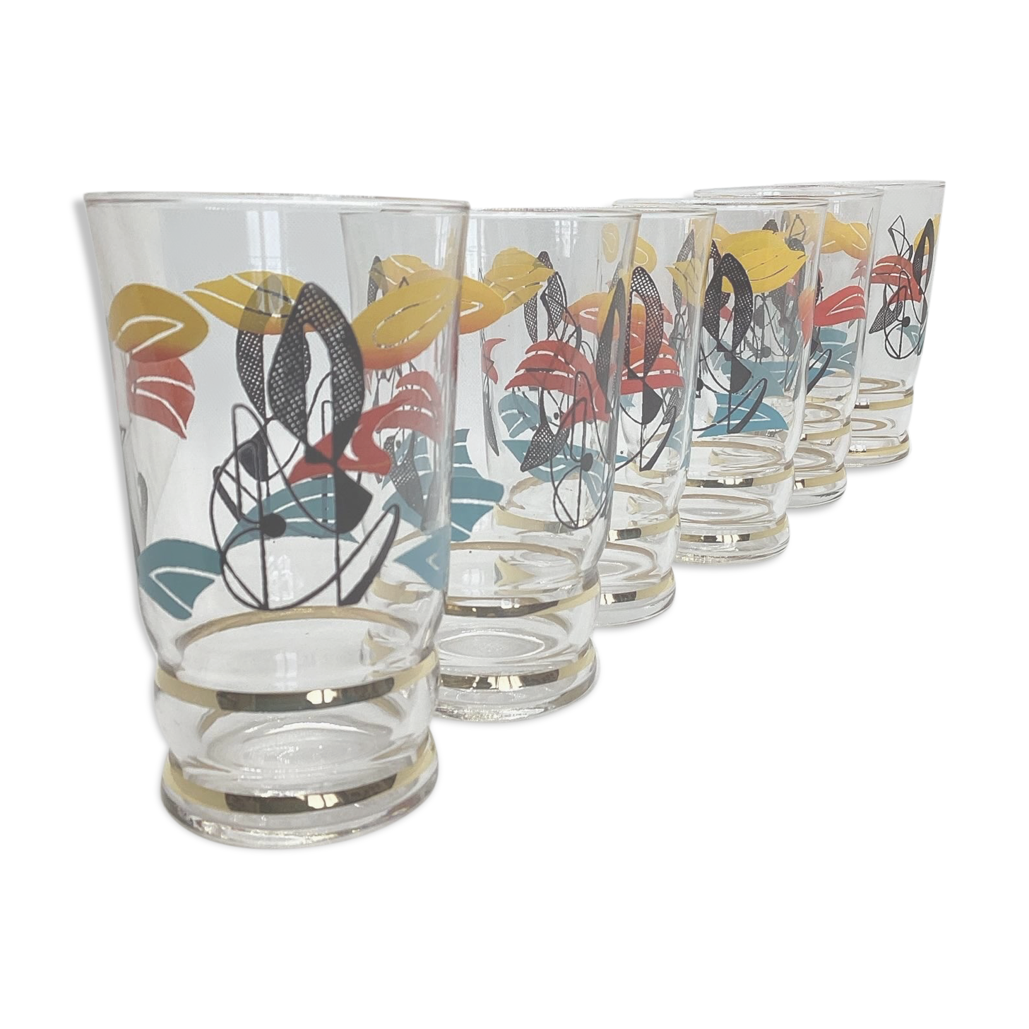 Set of 6 glasses 60s