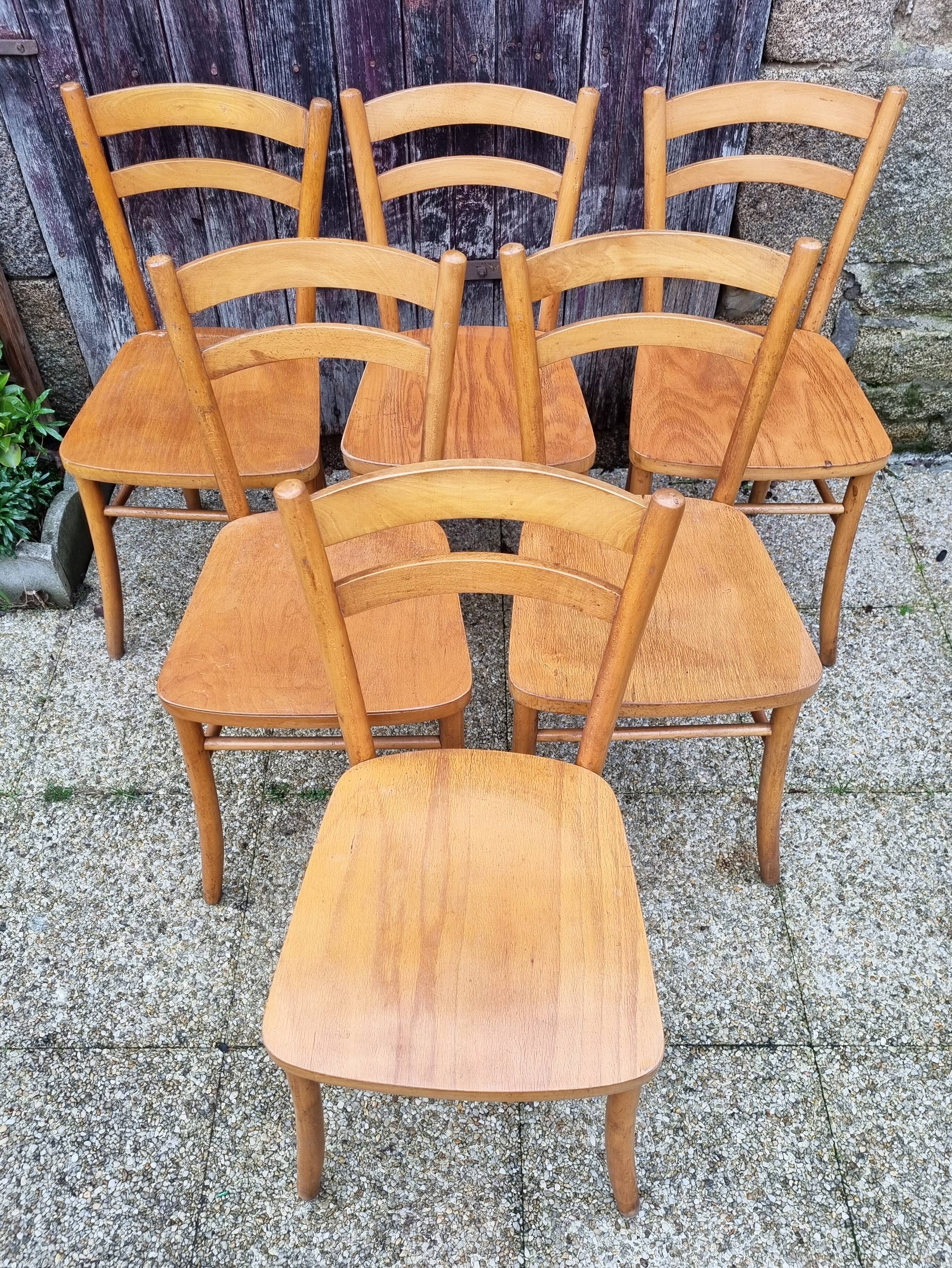 Six Luterma chairs, stylized seat, vintage, 50s-60s