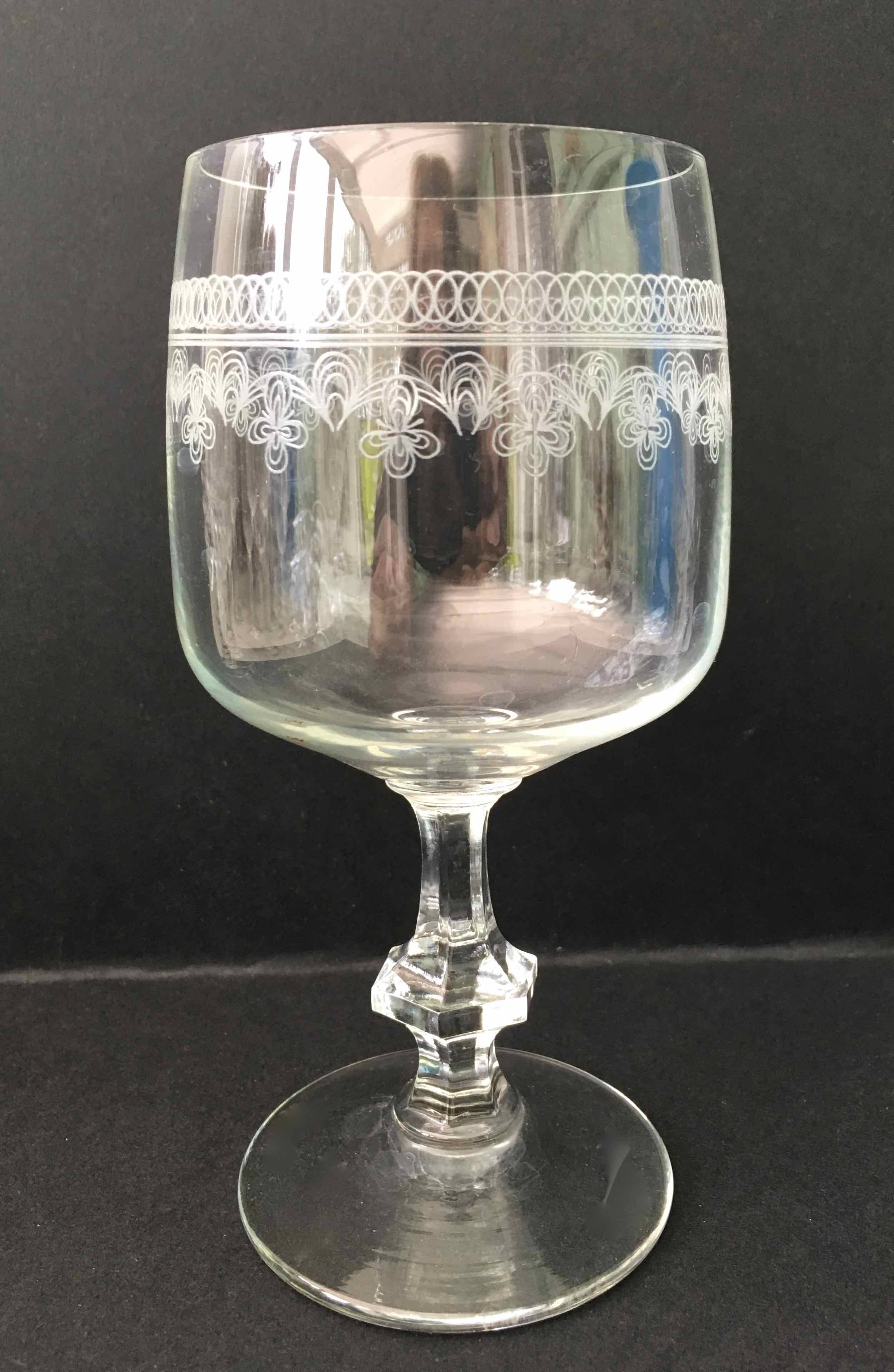 6 assorted crystal wine glasses