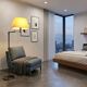 Brushed aluminium designer floor lamp - 90s modernist style