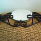Porte manteau mural vintage avec miroir, 4 patères, fer forgé