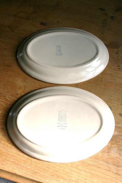 Set of 2 oval serving dishes faience Gien