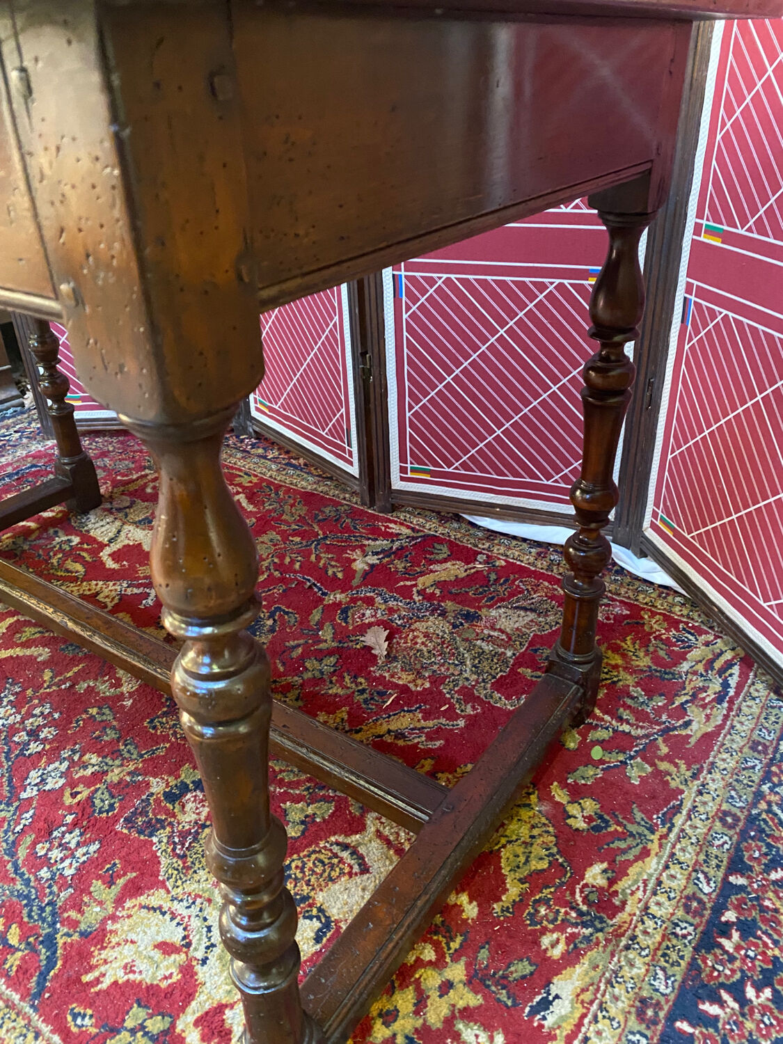 Solid wood desk pegged turned feet