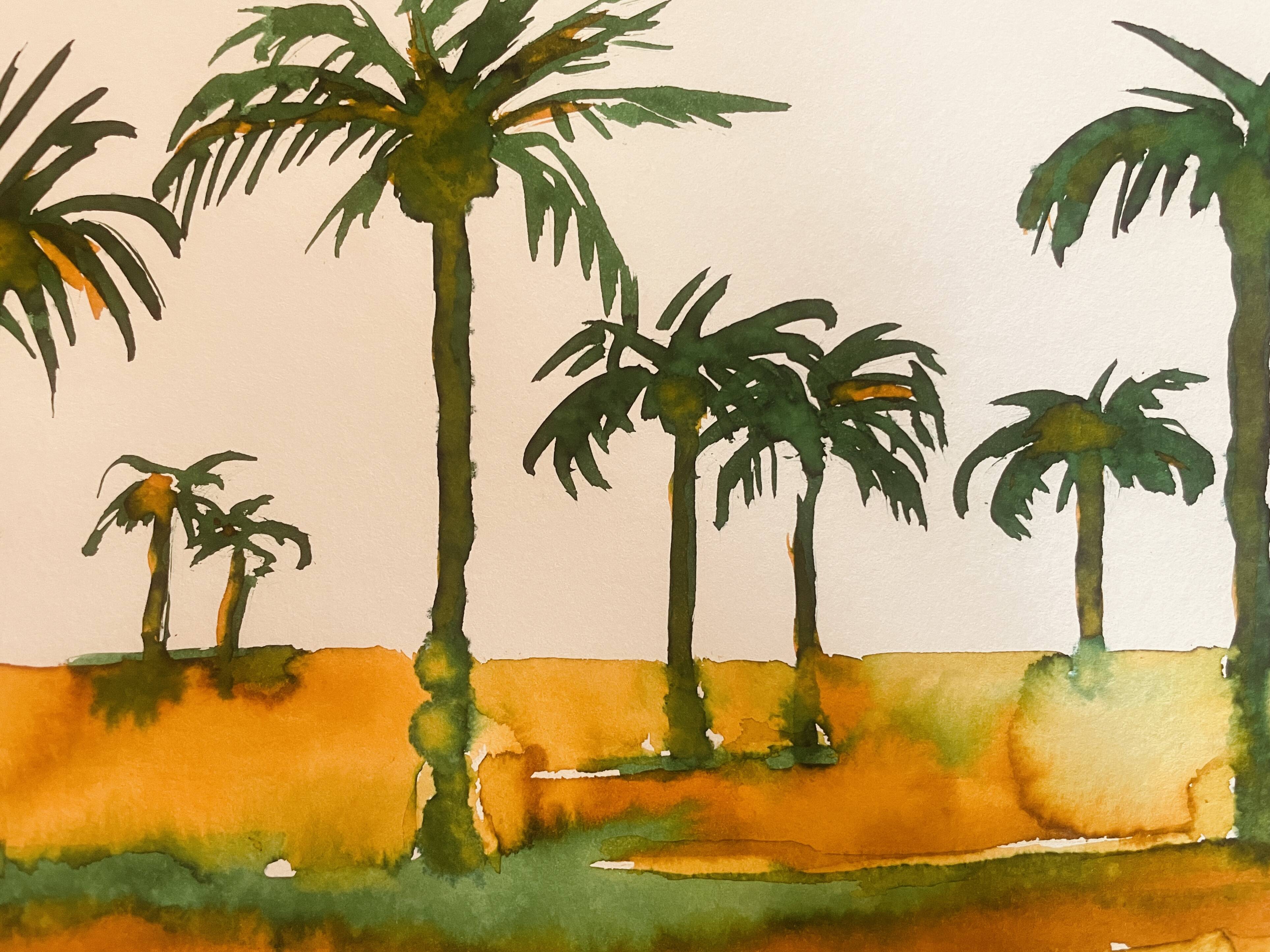 Tableau signé paysage Egypte « Lever de soleil sur le Nil »