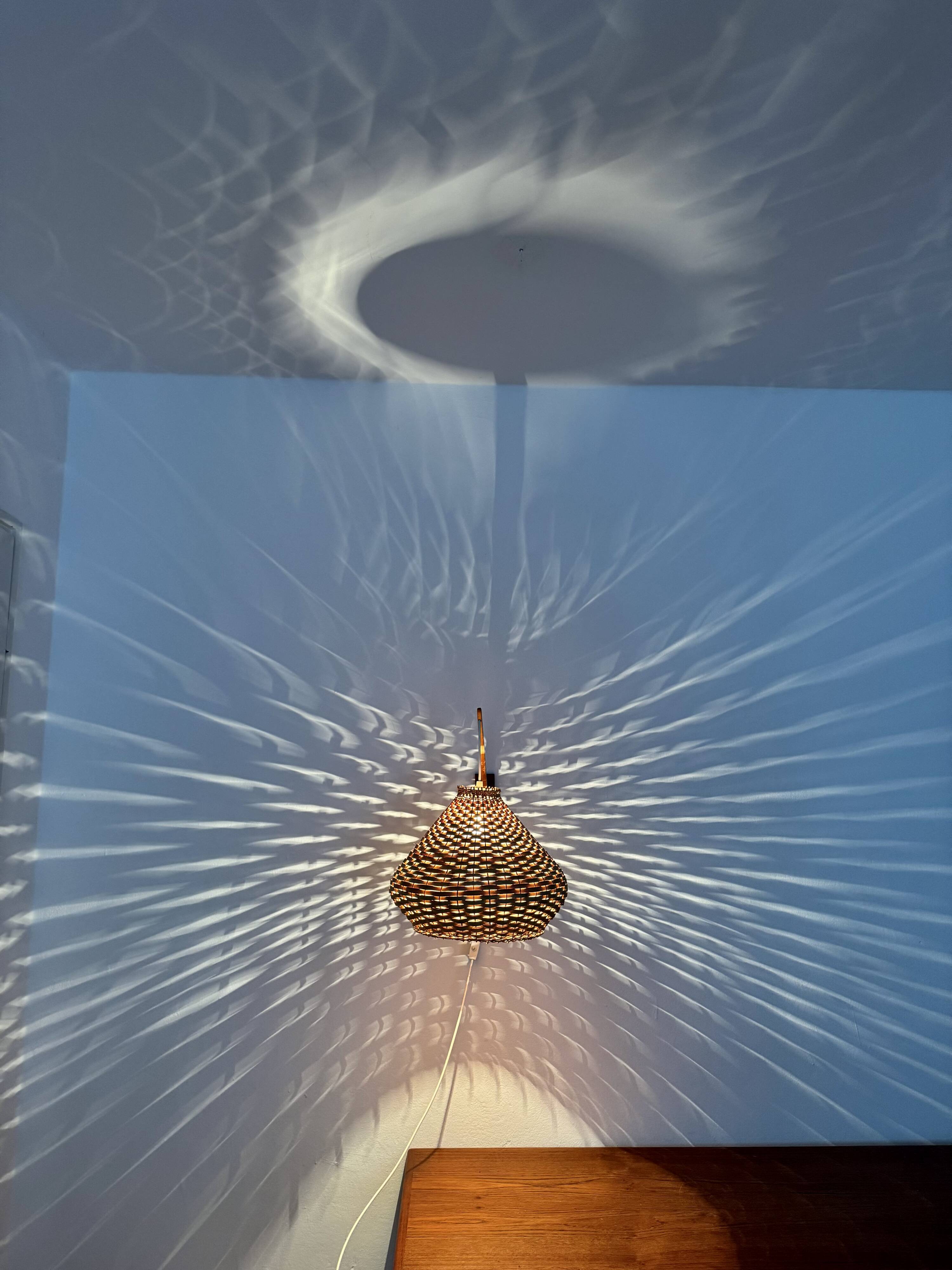 Adjustable Wicker Wall Lamp