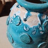 Vase / Cache Pot en Tamegroute bleu Turquoise Émaillé wabi-Sabi