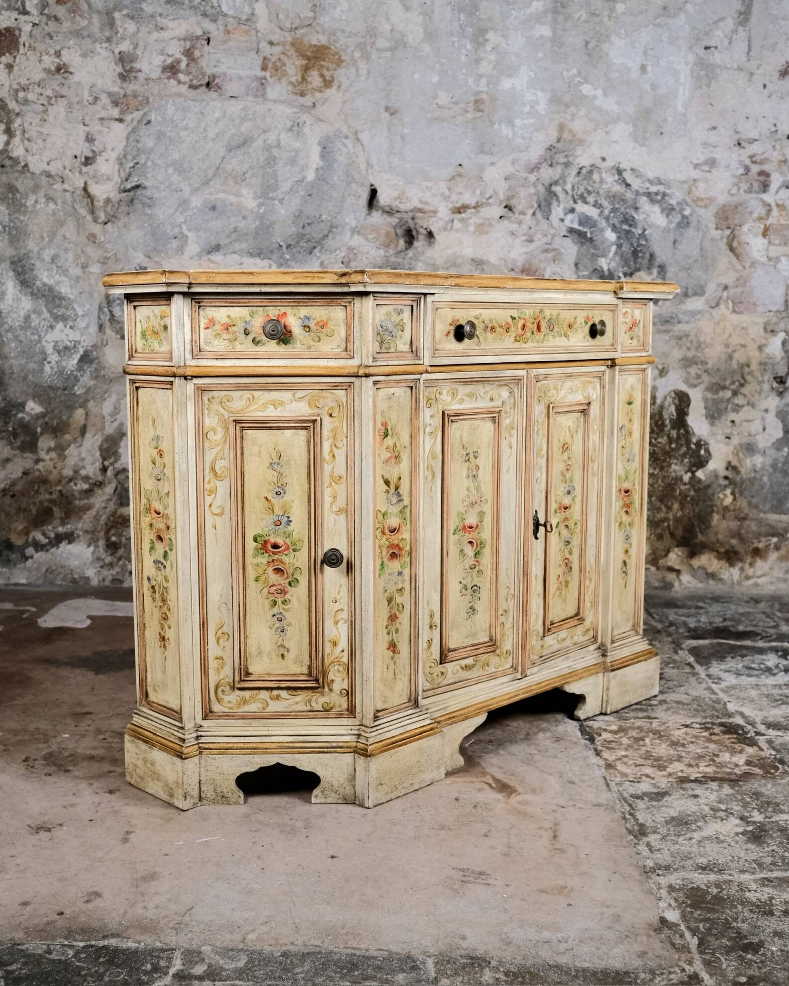 Hand-painted Venetian-style sideboard, mid-20th century