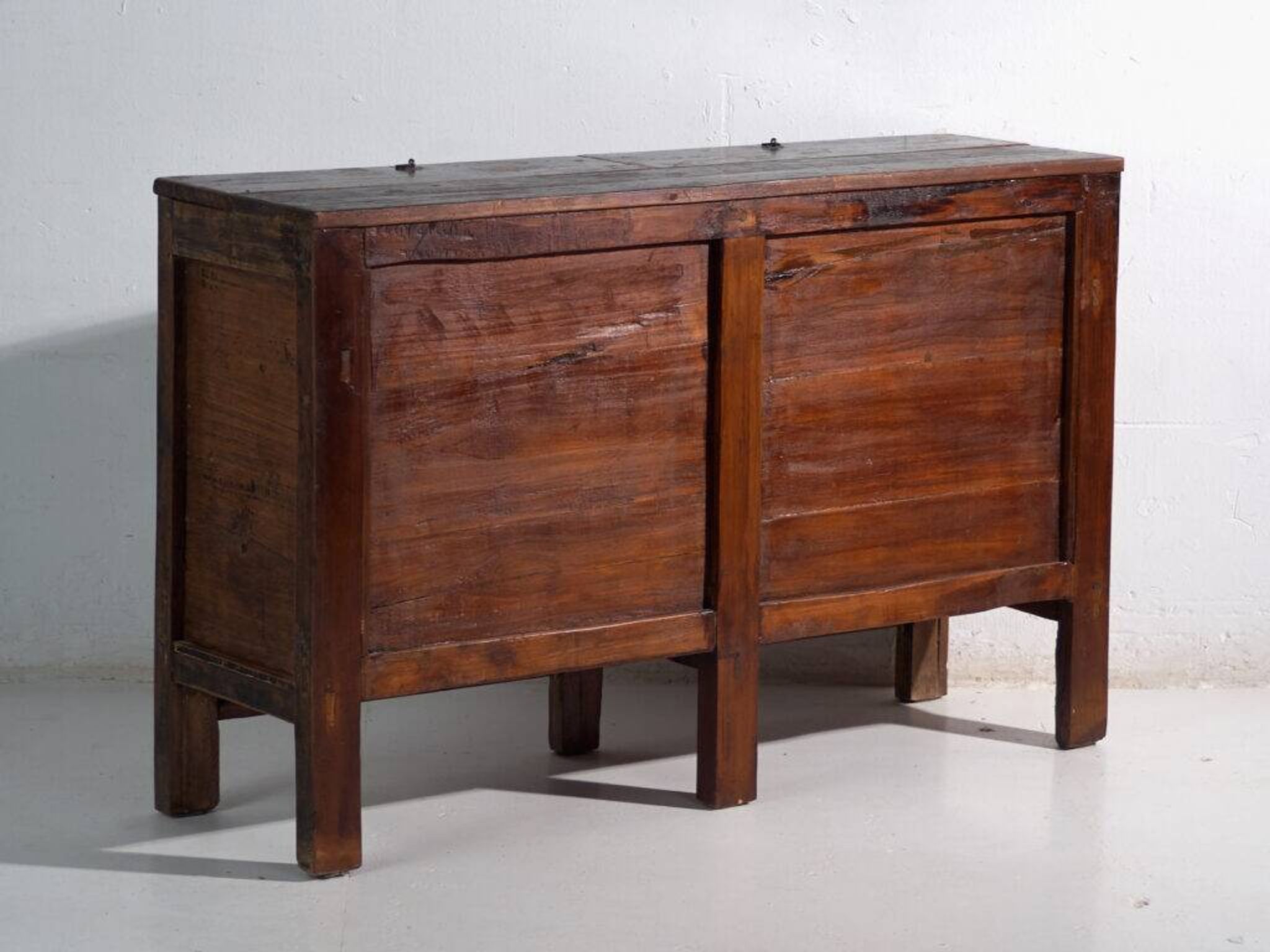 Antique lacquered pine buffet with painted lotus motifs – China, circa 1920