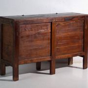 Antique lacquered pine buffet with painted lotus motifs – China, circa 1920