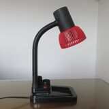 Red and black desk lamp with storage 80s era Memphis