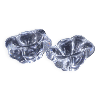 Salière et poivrière en cristal signé Daum France - Années 70