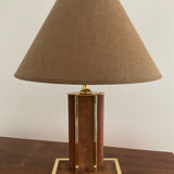 Vintage lamp in leather and gold metal