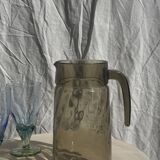 Vintage striated smoked glass carafe