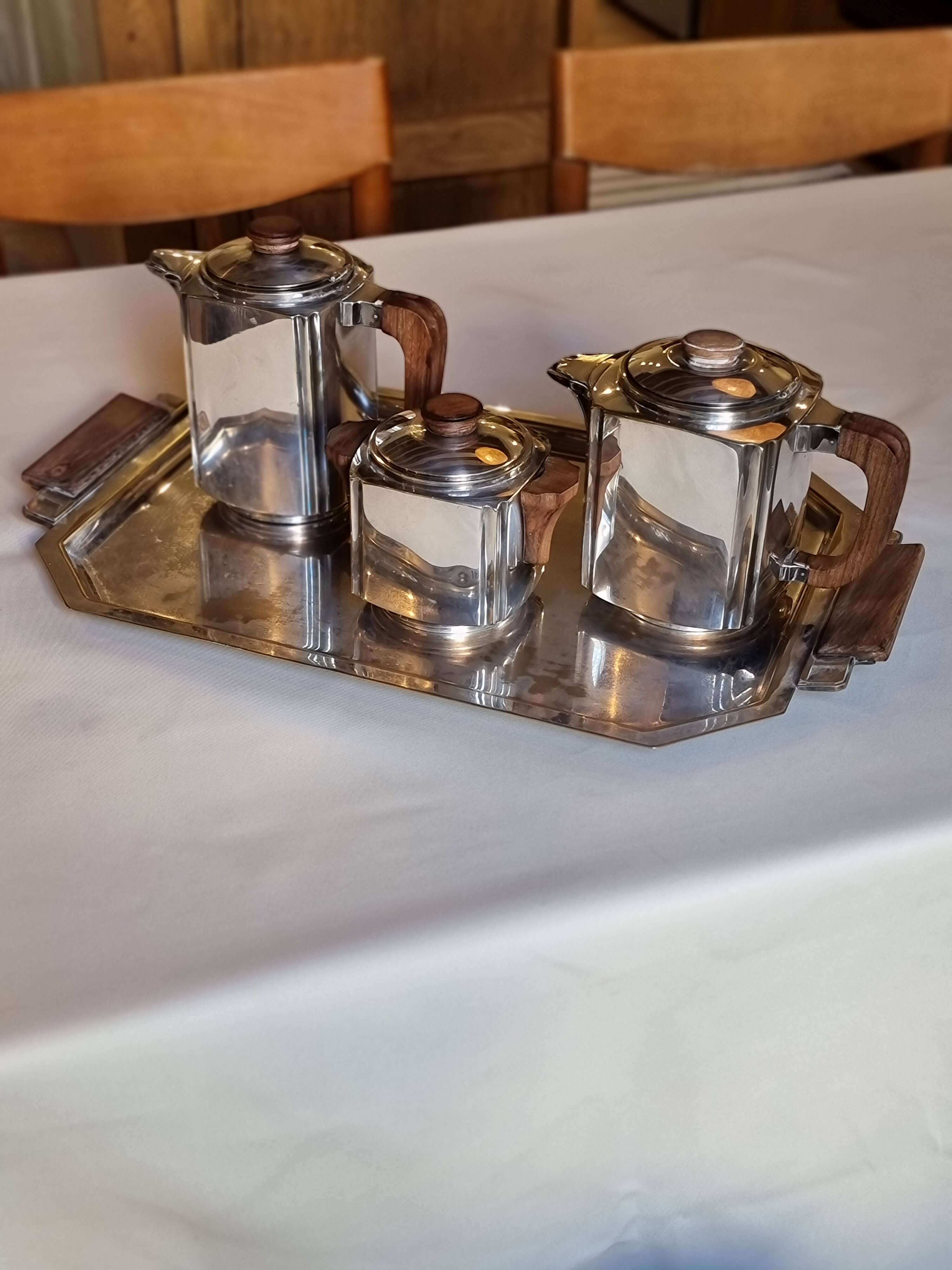 Tea set in silver metal 30s