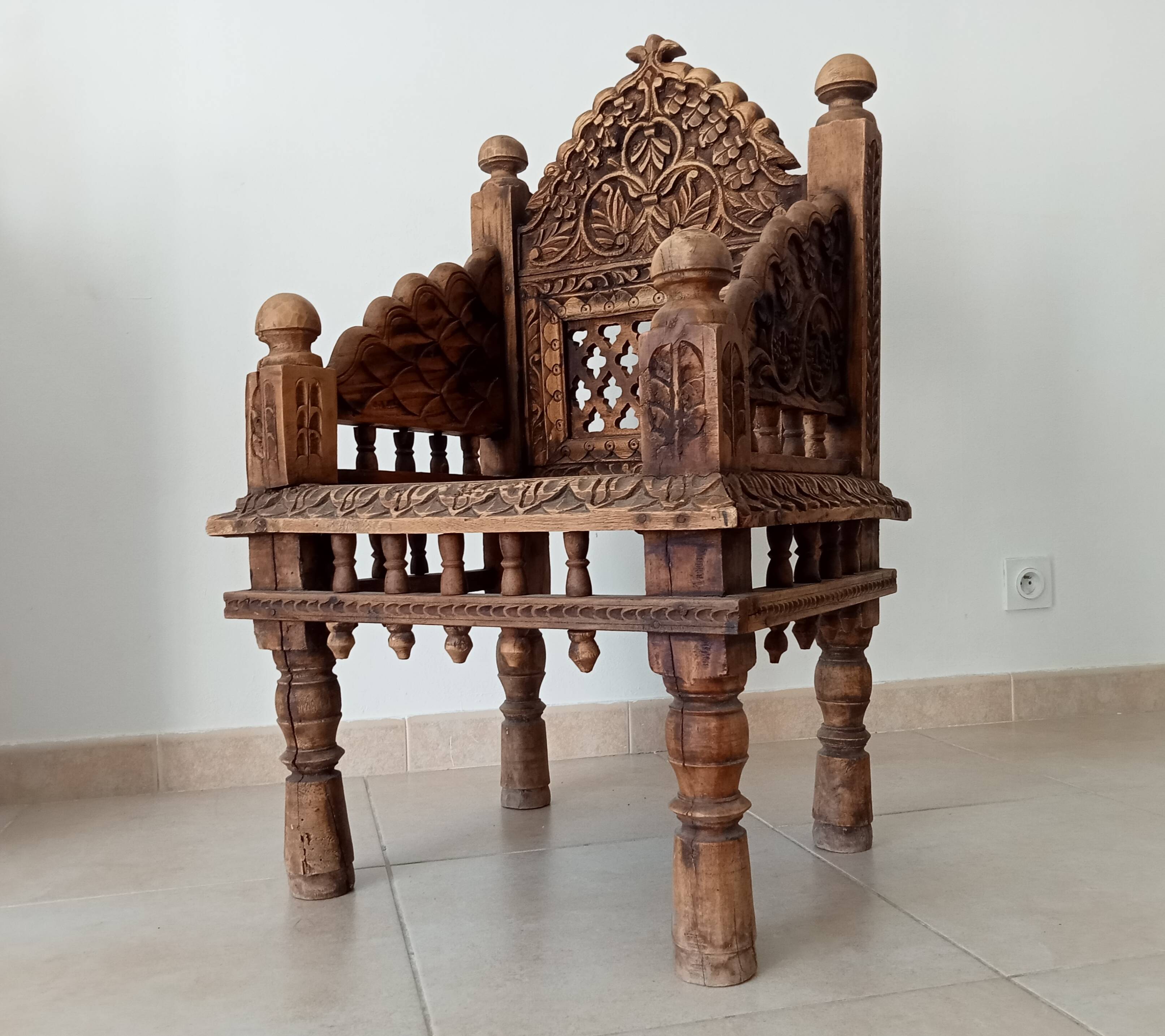 Fauteuil ancien Pidha Num2 Radjastan XIXeme en Palissandre massif