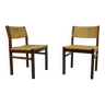 Ensemble de 2 chaises à repas vintage avec assise en roseau par Pastoe, 1970