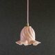 Suspension ancienne en verre peint rose et blanc, suspension française -livrée avec douille et cable