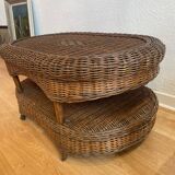 Two-top woven rattan coffee table