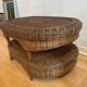 Two-top woven rattan coffee table