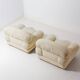 Elegant Italian lounge chairs in cream coloured fabric, 1970s