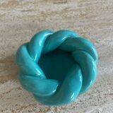 Turquoise blue twisted ceramic candle holder