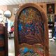 Art Nouveau chair with floral fabric and carved wood