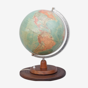 Globe terrestre lampe, globe terrestre de rath 1976, pied bois,mappemonde ancienne, made ingrd leipzig