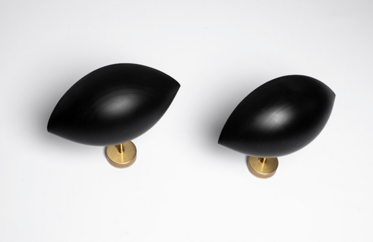 Pair wall lamps shell black