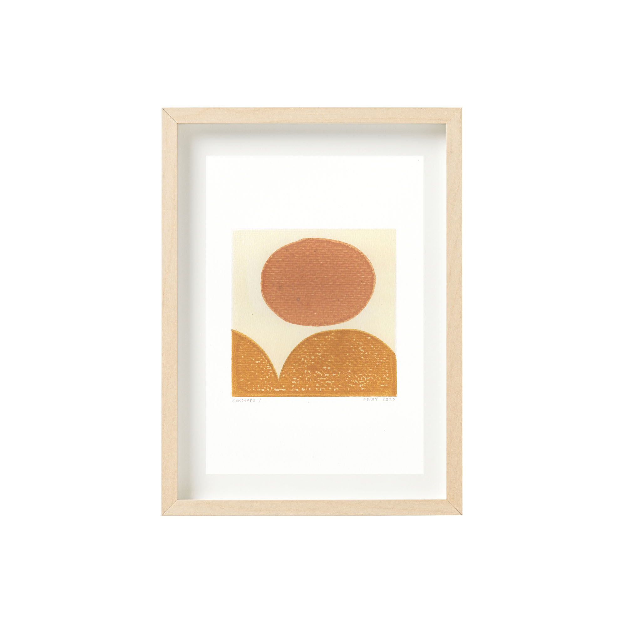 Abstract one-design illustration on dated and signed paper without frame