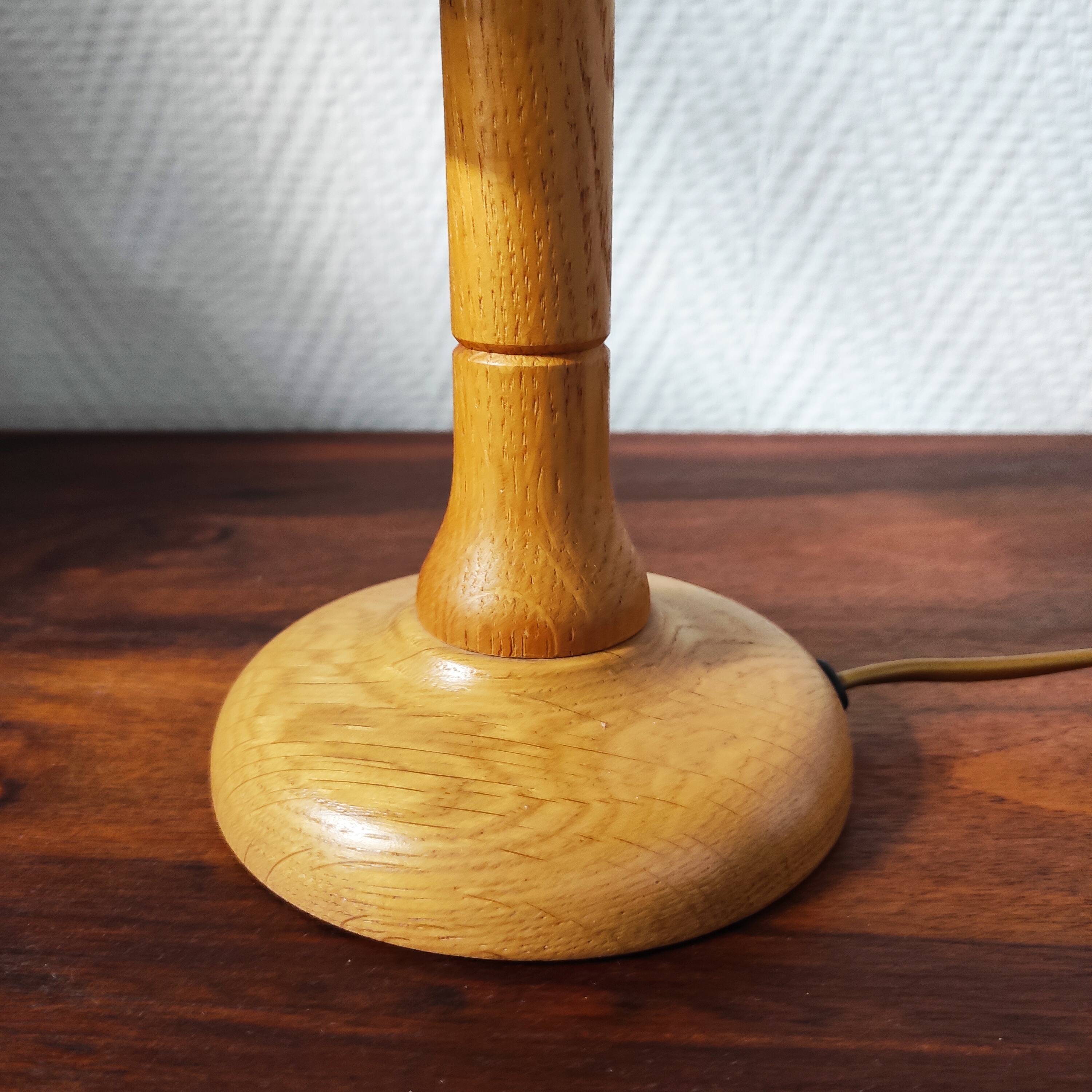 Vintage glass and wood table lamp