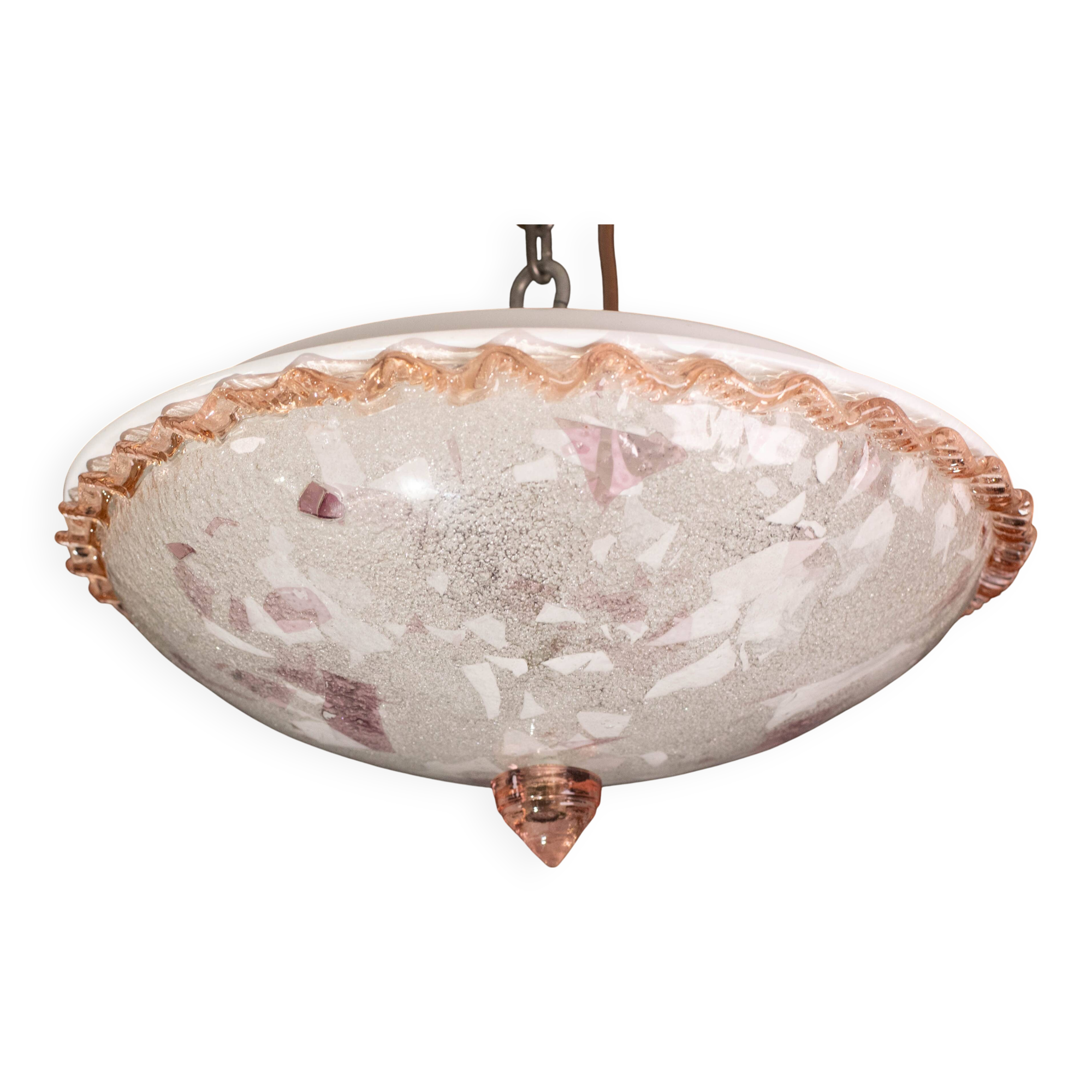 Charming Italian Multicolor and Pink Murano Glass Ceiling Fixture, Murano,