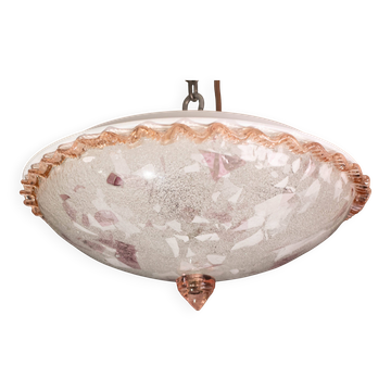 Charmant plafonnier italien en verre de Murano multicolore et rose, Murano,