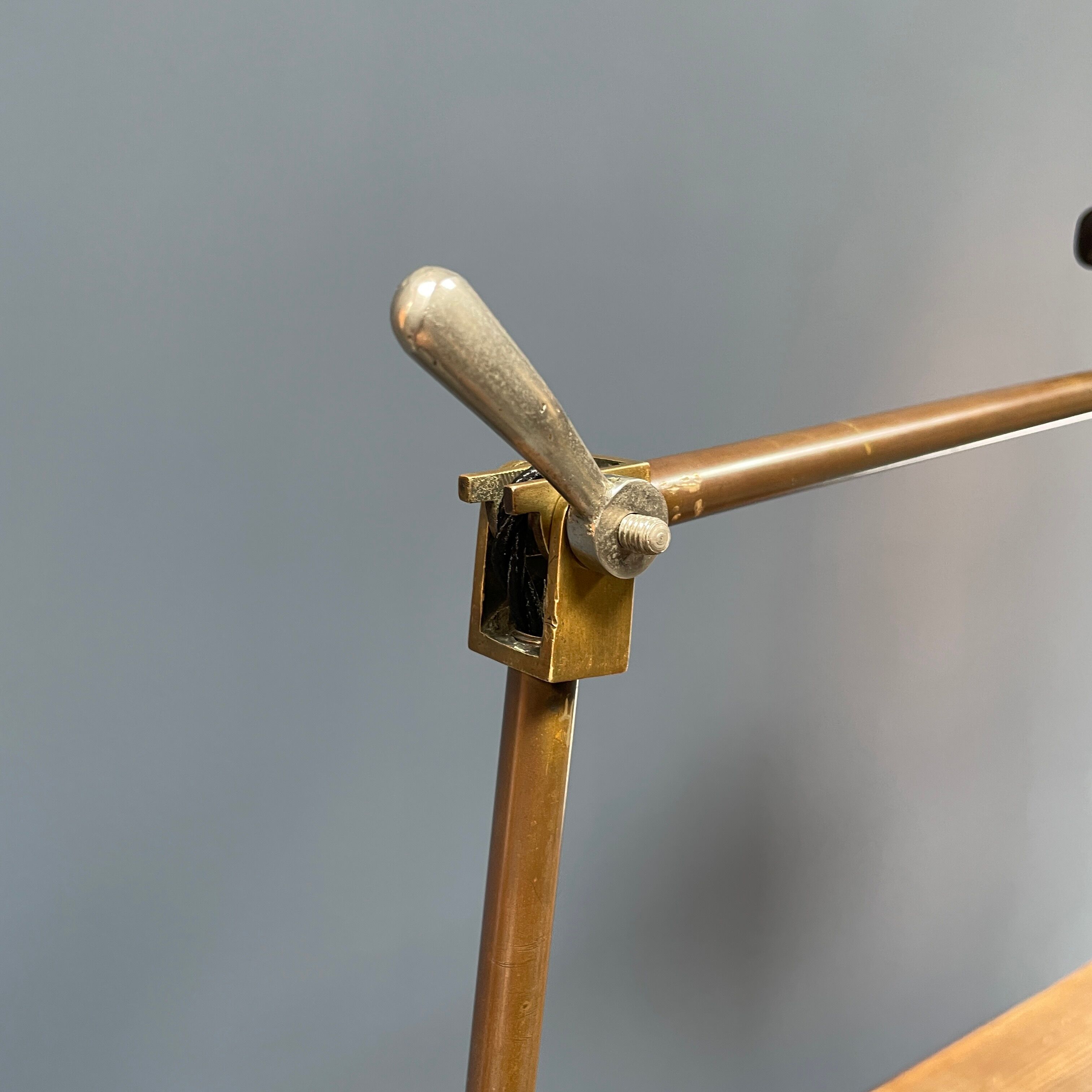 Industria Rotterdam clamp lamp made of brass and copper from the 1930s