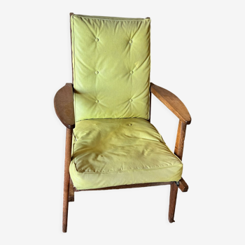 Fauteuil bas en bois type scandinave