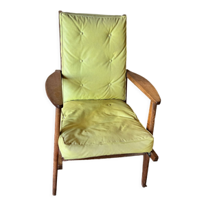 Fauteuil bas en bois type scandinave