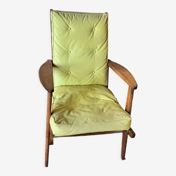 Scandinavian style low wooden armchair
