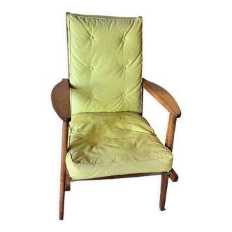 Fauteuil bas en bois type scandinave