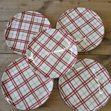 5 old checkered flat plates