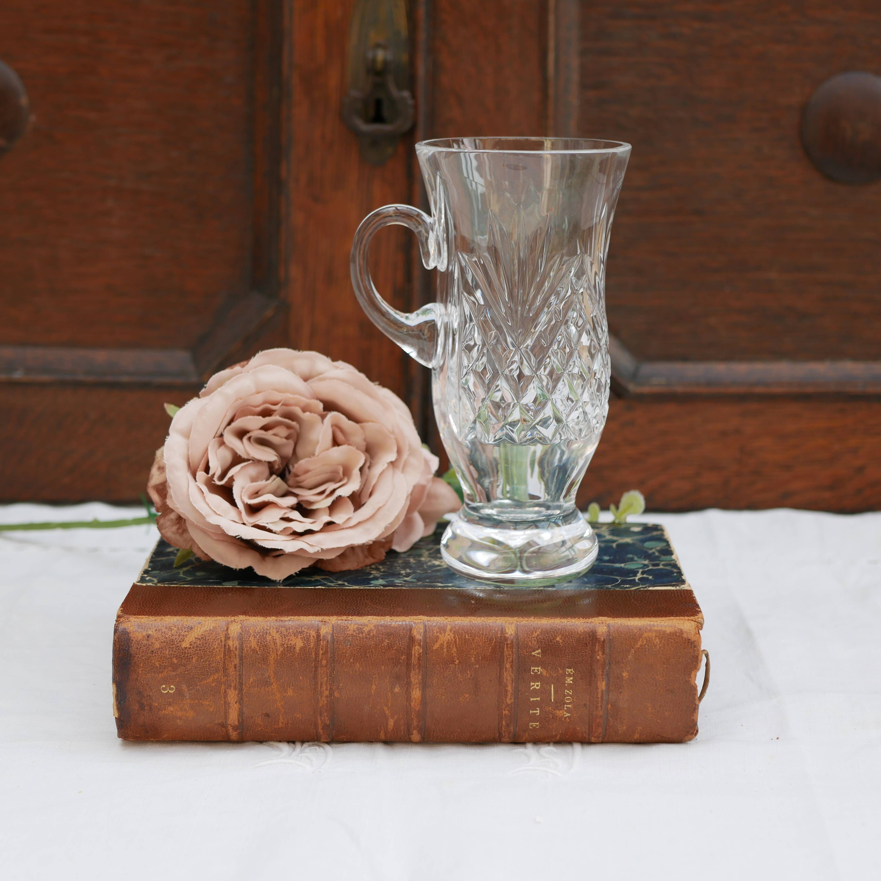 Vintage cut-glass coffee cup, hot chocolate or mulled wine