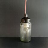 1990s Russian Soviet glass mason jar table lamp lantern Industrial