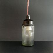 1990s Russian Soviet glass mason jar table lamp lantern Industrial