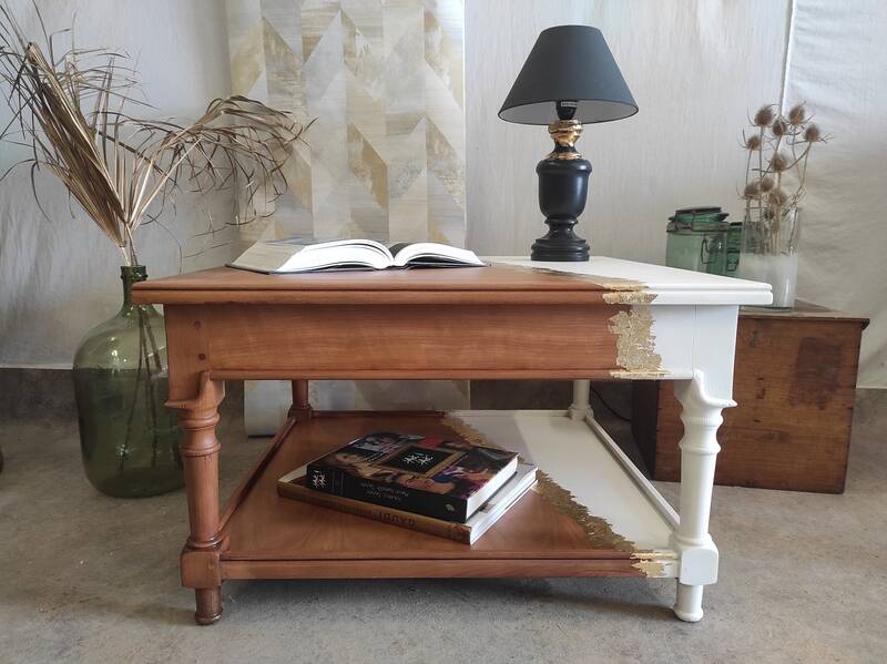 White and gold leaf coffee table